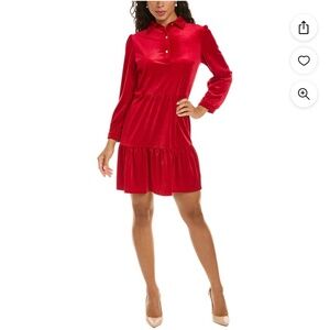 NWT Red Velvet Jude Connally Helena/Henley Dress, RED- LARGE